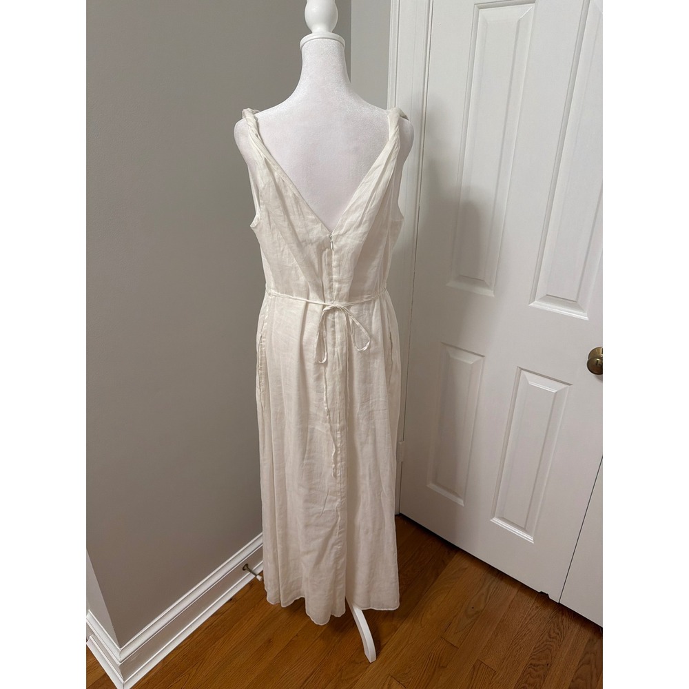 Gap White V-Neck Grecian Sleeveless Maxi Dress with Pockets Size 10 - Picture 2 of 9